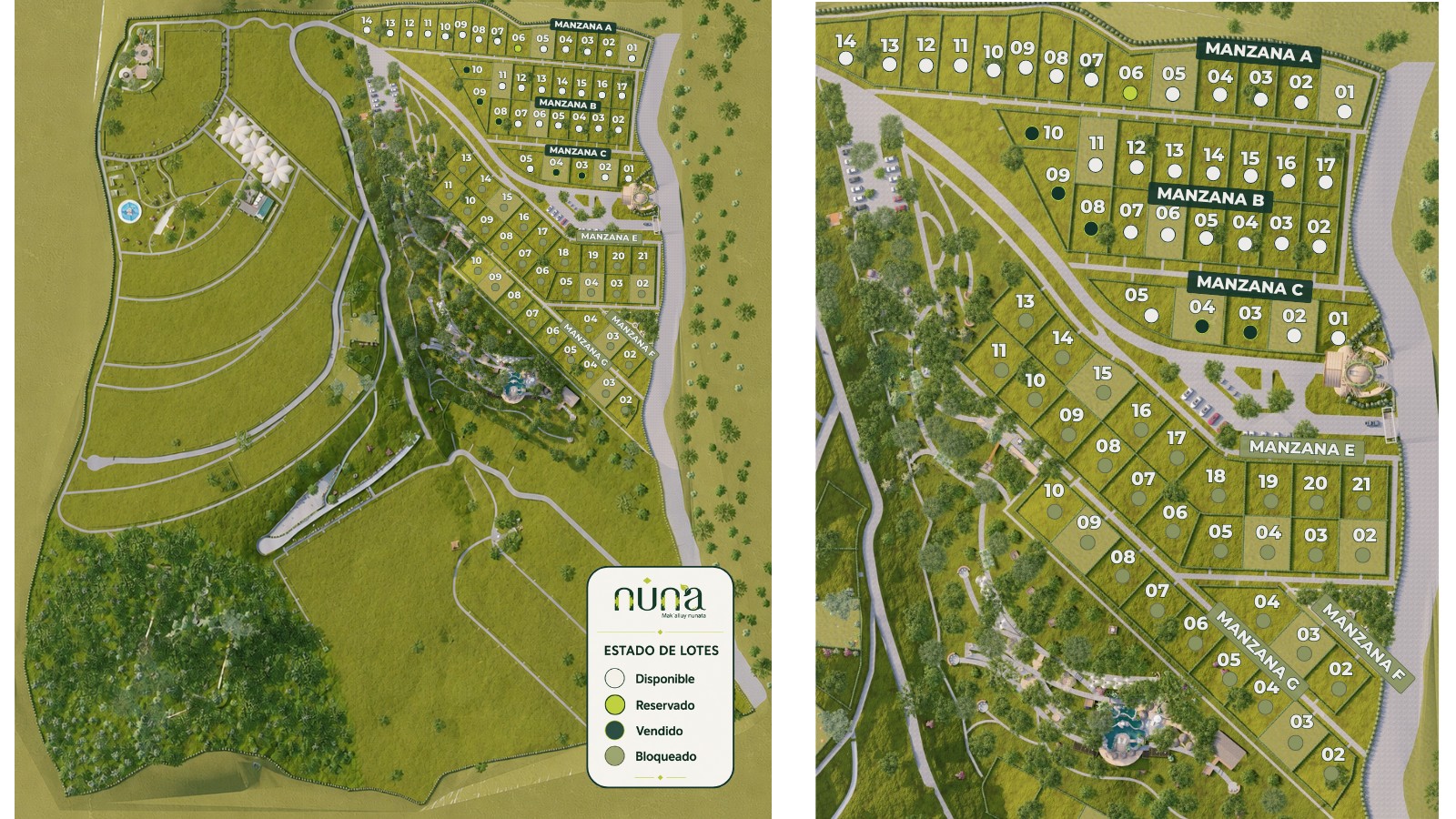 Masterplan NUNA — estado de lotes